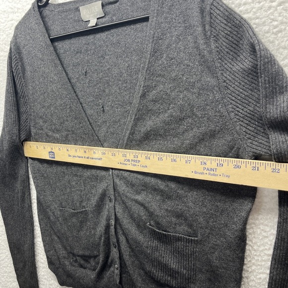 Pure Collection Cardigan Womens 12 Gray Wool Cashmere Long Sleeve Buttoned Fit - Picture 8 of 16